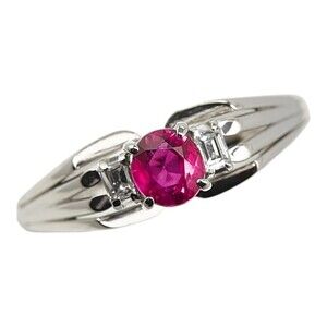 Other Platinum Ruby Diamond Ring  Metal Ring in Excellent condition